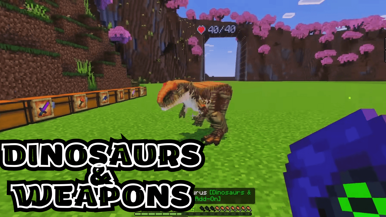 Addon Khủng long và Vũ khí Dinosaurs and Weapons cho MCPE 1.21.mcaddon