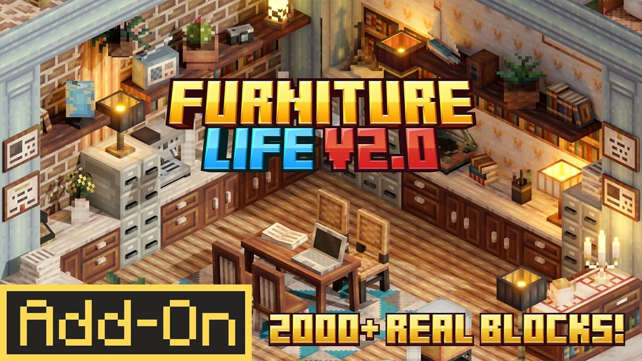 Addon Furniture Life V2 (2000+) MCPE 1.21.mcaddon