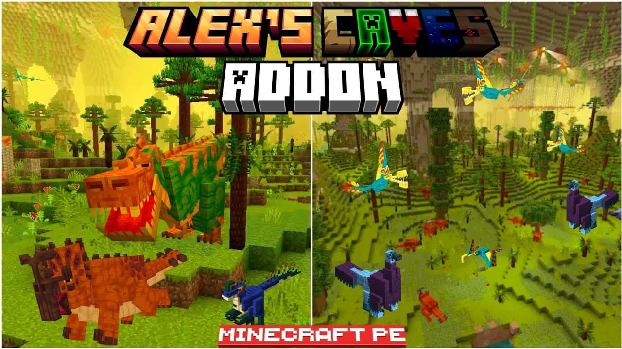Bộ Addon Alex’s Caves Việt Hóa Siêu Khủng Dành Cho MCPE 1.21+.mcaddon