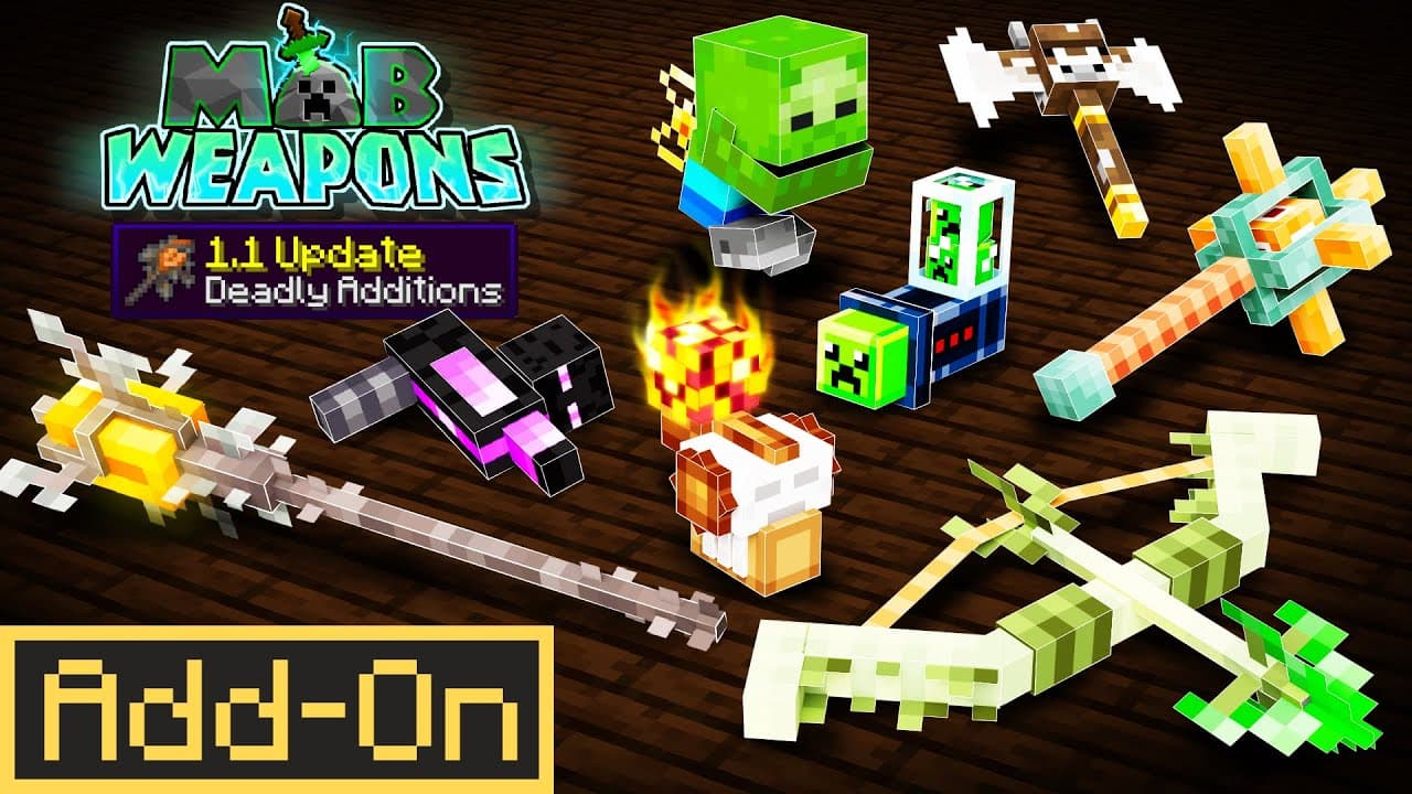 Addon Mob Weapons Dành Cho MCPE.mcaddon